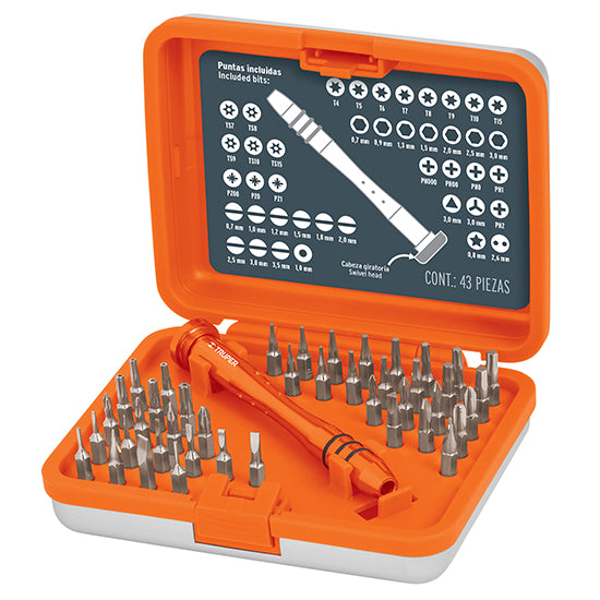 JUEGO DESTORNILLADOR DE PRECISION CON PUNTAS - 43 PIEZAS