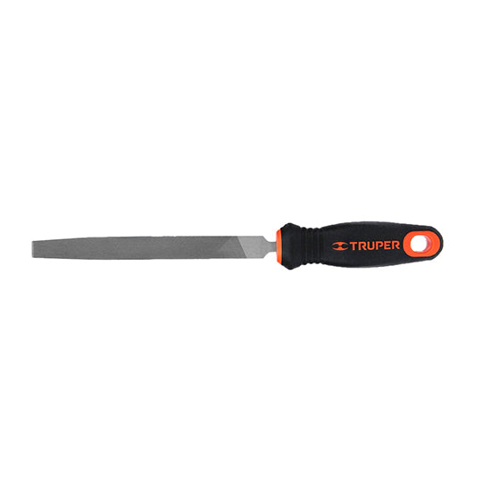Lima plana bastarda con mango bimaterial - 150 mm