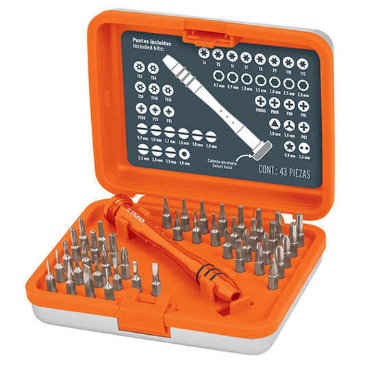 JUEGO DESTORNILLADOR DE PRECISION CON PUNTAS - 43 PIEZAS