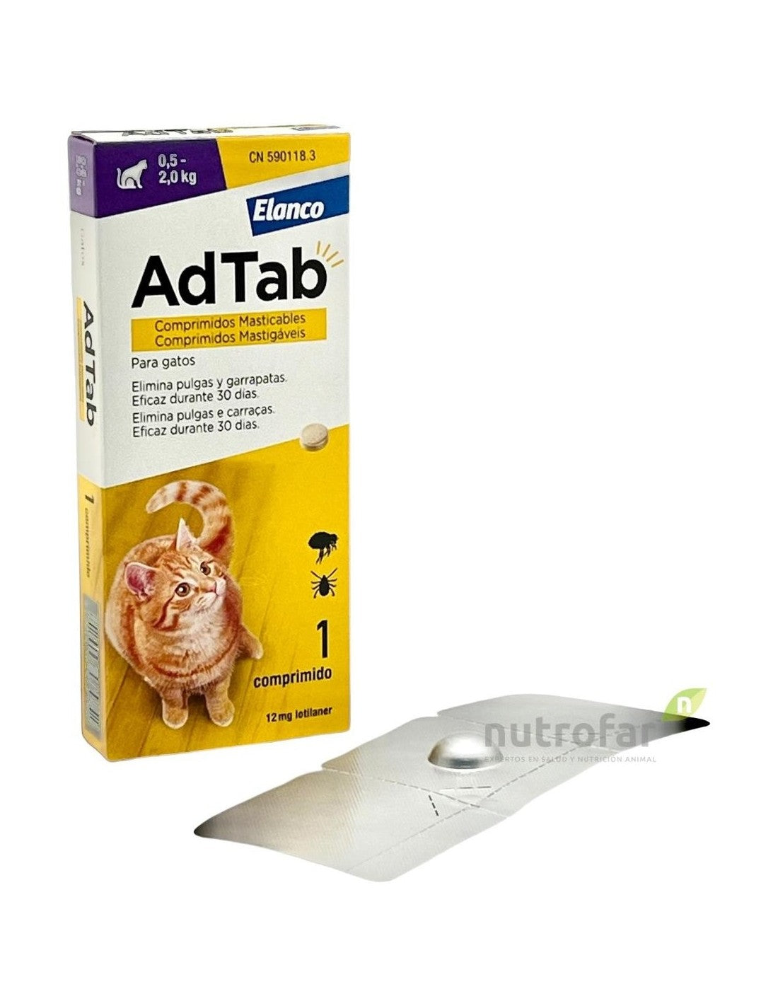 Adtab 12 Mg Comp. Masticable Gato 0,5-2 Kg