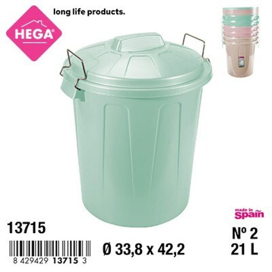 CUBO DE BASURA HEGA COLOR ROSA 21L