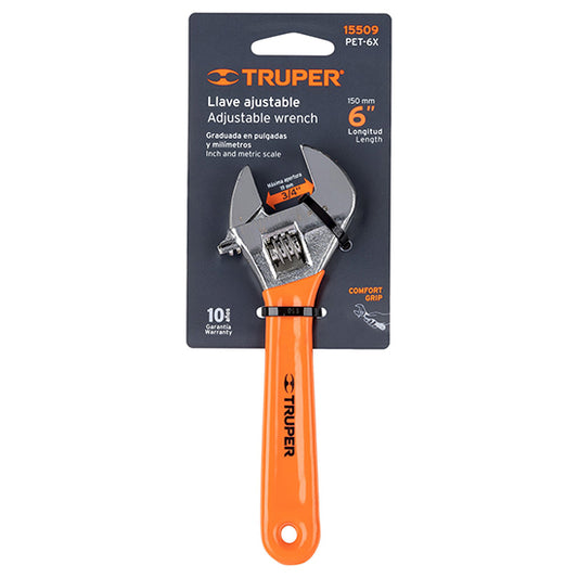 Llave ajustable cromada con grip - 19 mm - 15 cm (6")