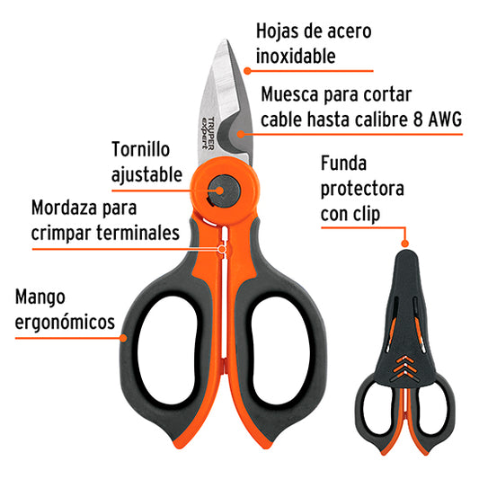 Tijera acero inoxidable para electricista - 150 mm